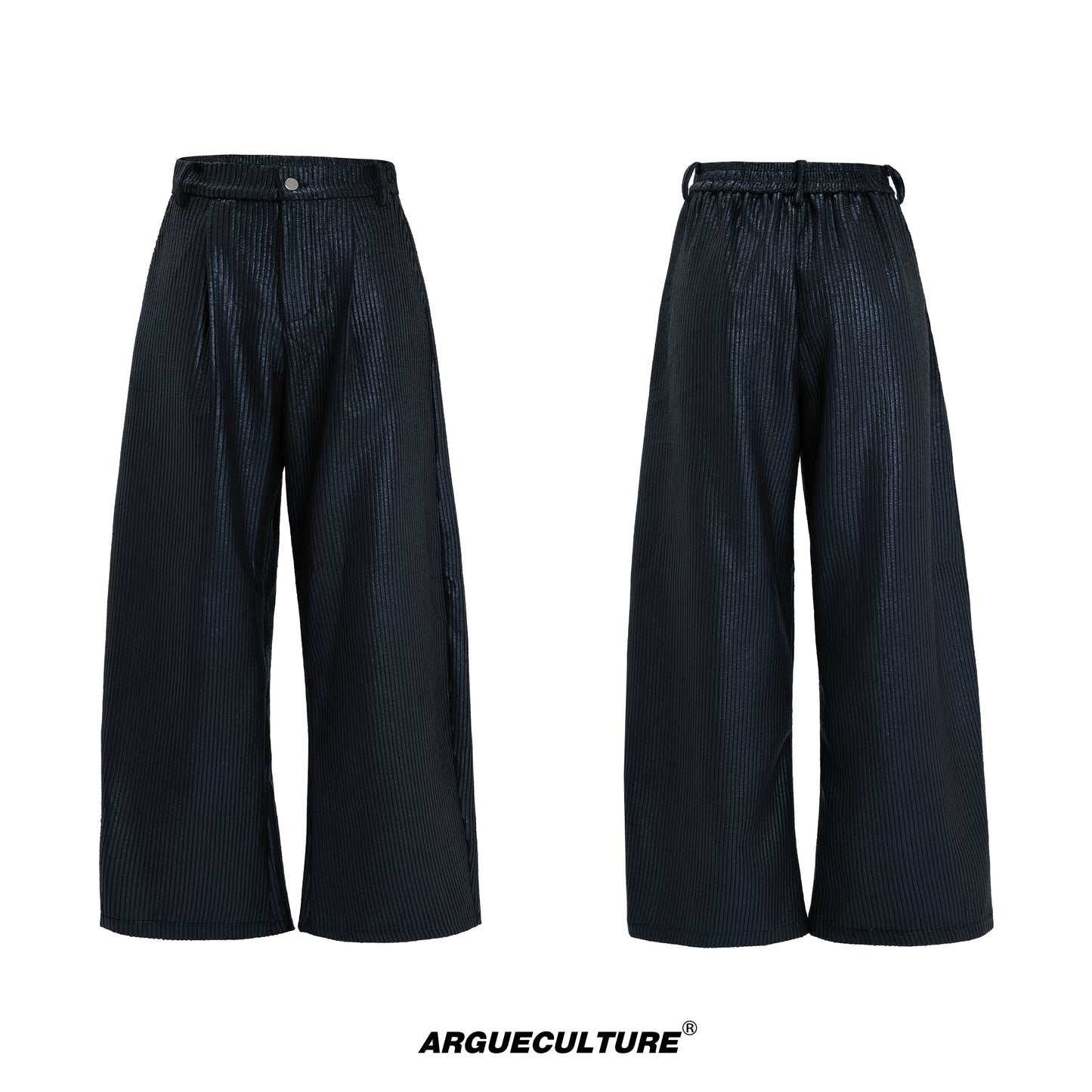 Waxed Textured PU Leather Wide Leg Pants WN21742