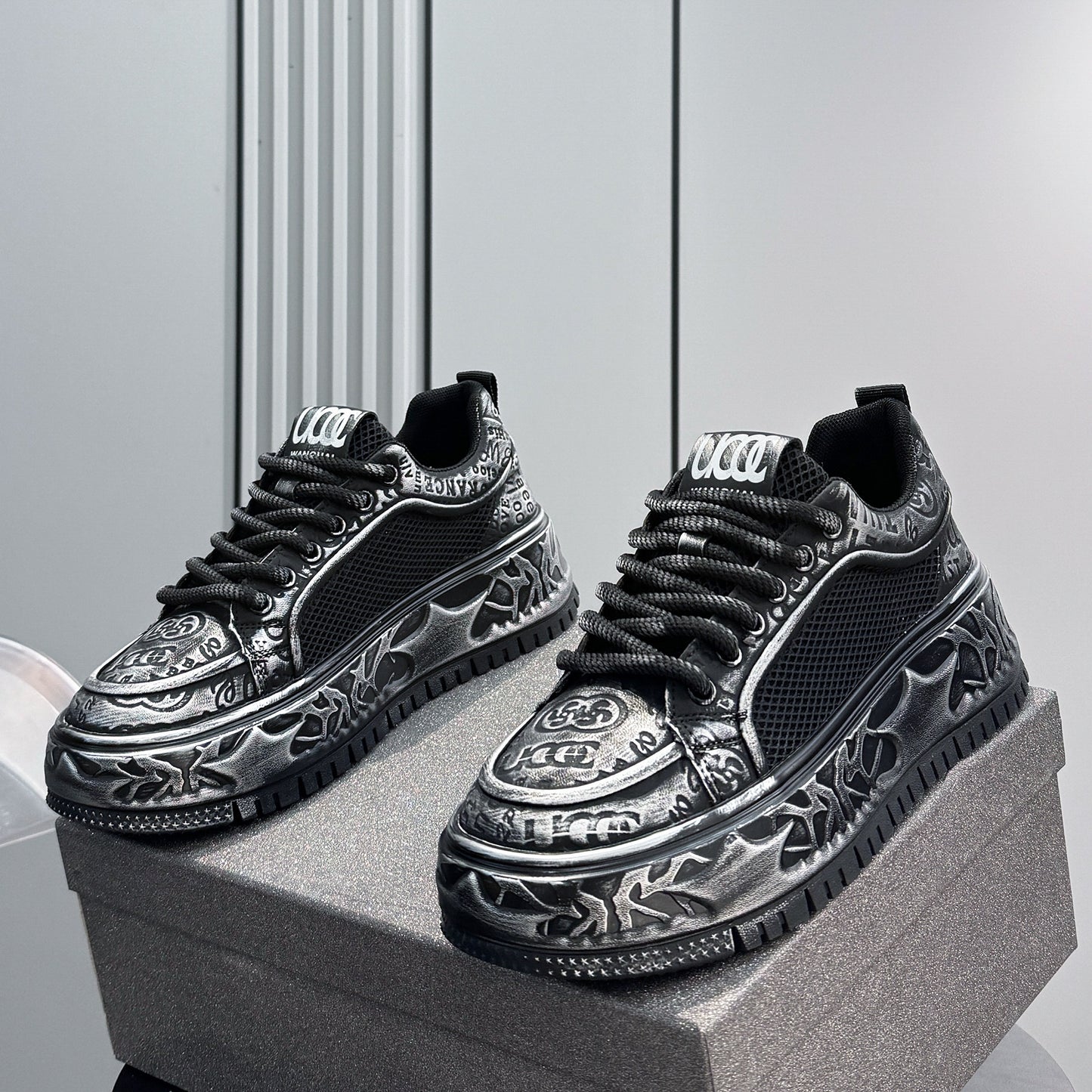 Thick-Soled Lace Mesh Sneakers WN24803