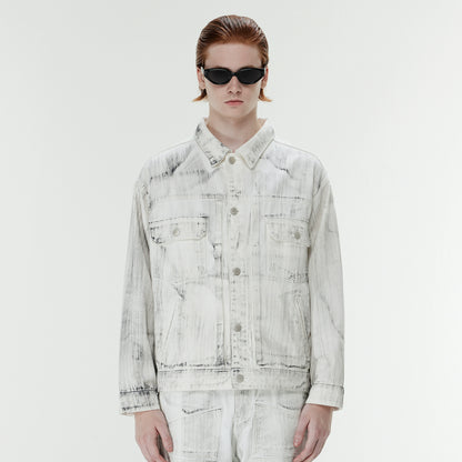 Dirty Wash Design Oversize Denim Jacket WN17569