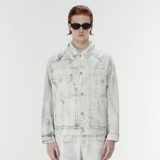 Dirty Wash Design Oversize Denim Jacket WN17569