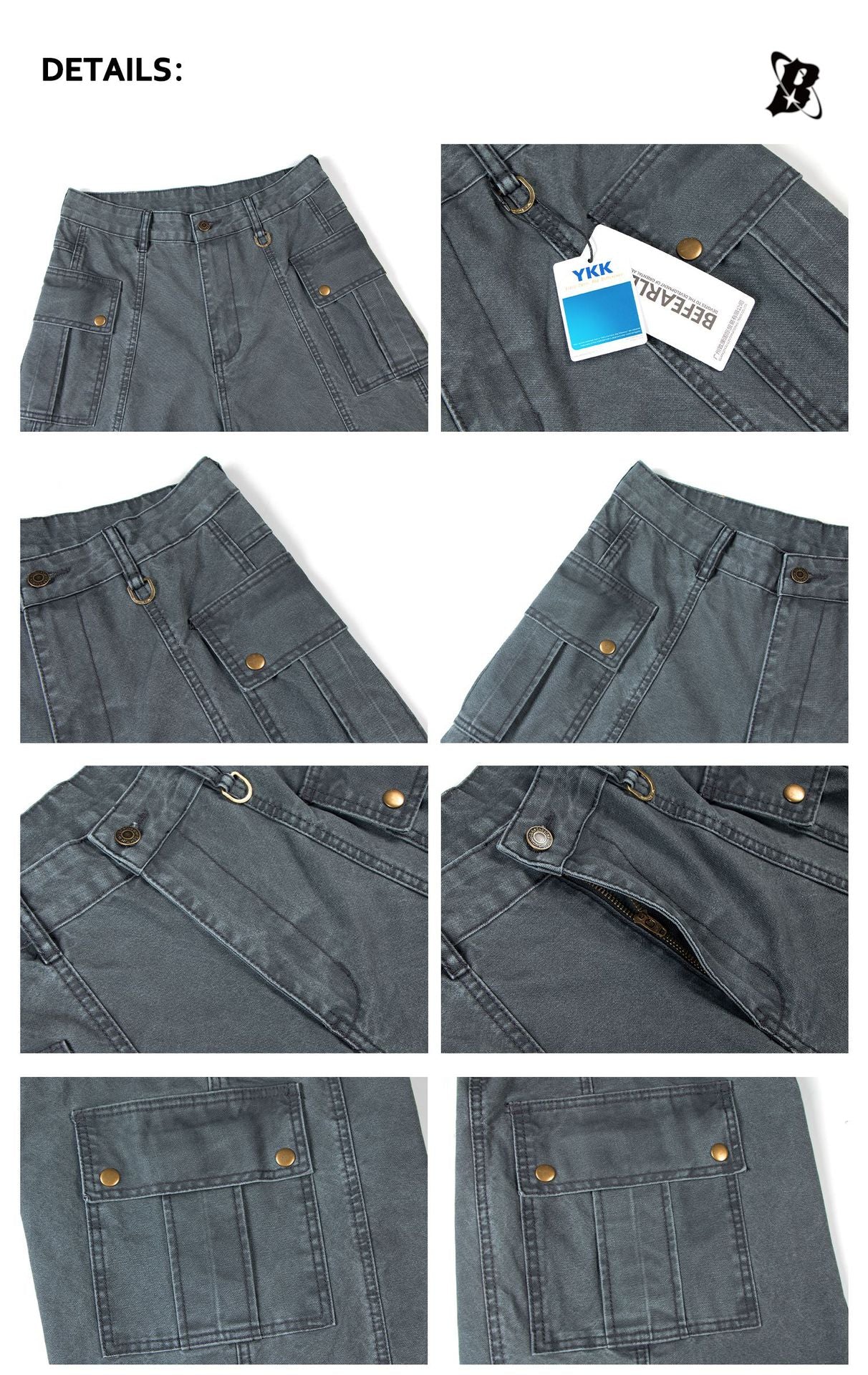 Washed Multi Pocket Panel Wide Leg Pants WN26213
