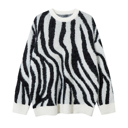 Zebra Print Oversize Knit Sweater WN11414