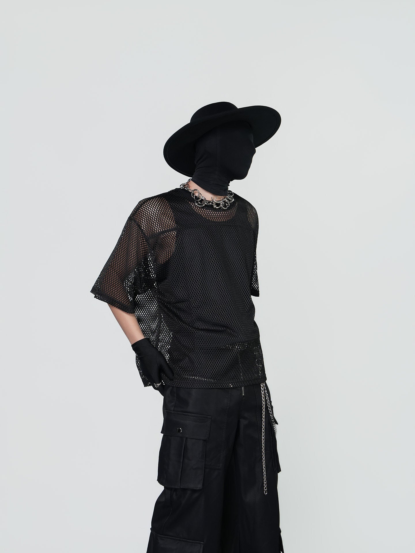Mesh Sheer Oversize Short Sleeve T-Shirt & Vest WN24293
