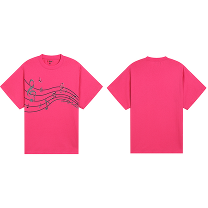 Rhinestone Music Note Print Short Sleeve T-Shirt WN17126