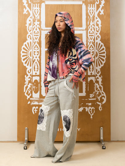 Tiger Stripe Print Sun Protection Zipper Hoodie WN18988