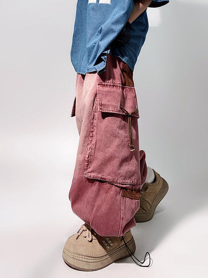 Multi Pocket Wide Leg Cargo Denim Jeans WN23979