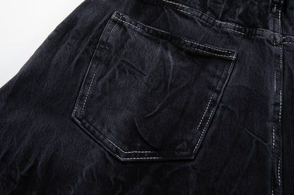 Wrinkle Texture Wide Leg Denim Jeans WN27788