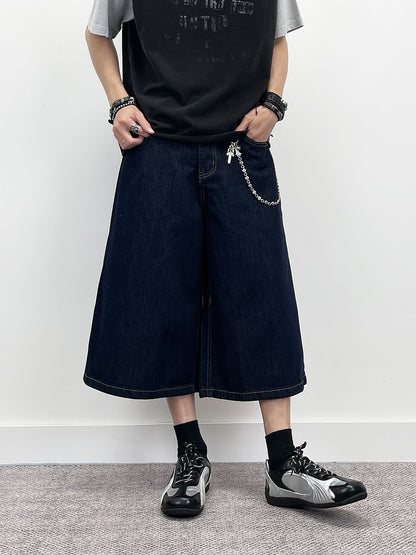 Wide Leg Half Denim Jeans WN24274