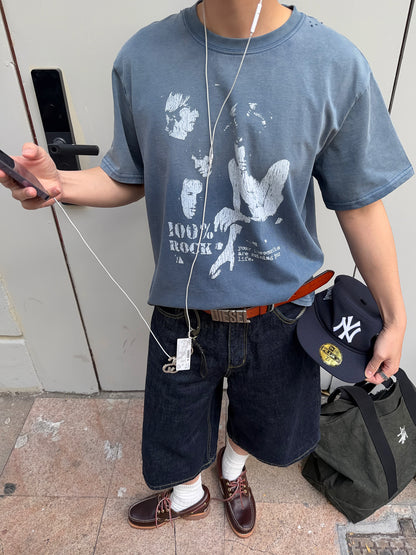 Washed Graphic Print Short Sleeve T-Shirt WN24372