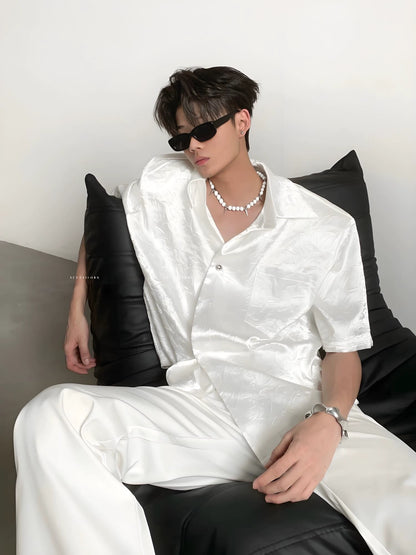 Jacquard Draping Long Sleeve Shirt WN20079