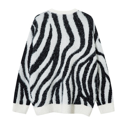 Zebra Print Oversize Knit Sweater WN11414