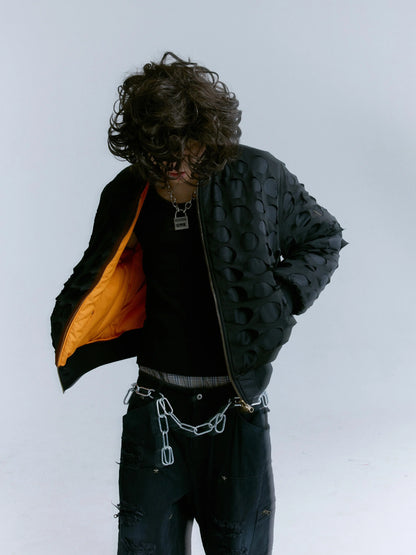 Wormhole Design Puffer Bomber Jacket WN17258