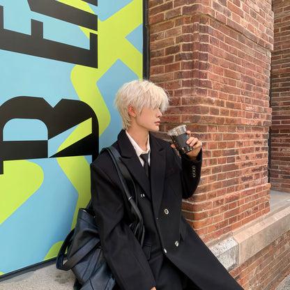 Front-Buttoned Shoulder-Pad Oversize Coat WN19804