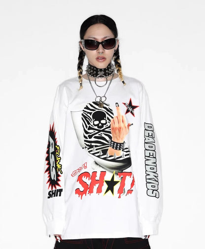 Graphic Letter Print Long Sleeve T-Shirt WN22250
