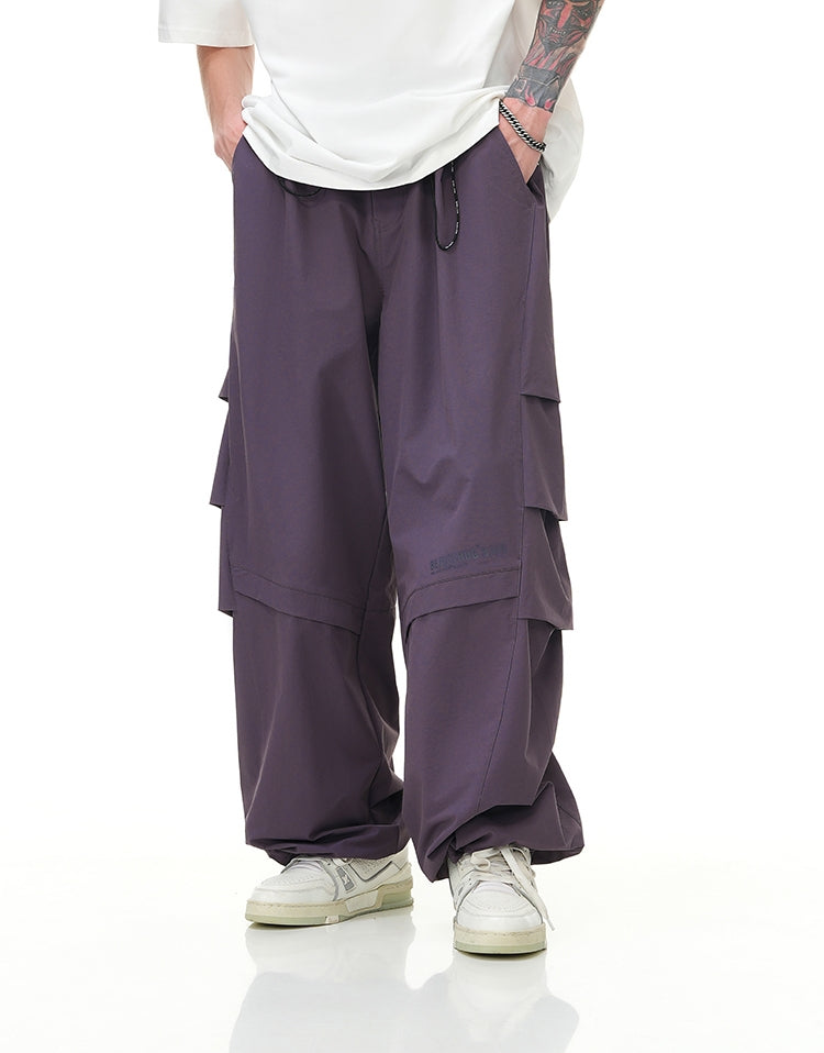 High-neck Detachable Sleeve Sporty Jacket & Wide Leg Sporty Cargo Pants Setup WN9716