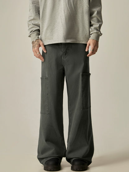 Washed Wide Leg Cargo Pants WN8965