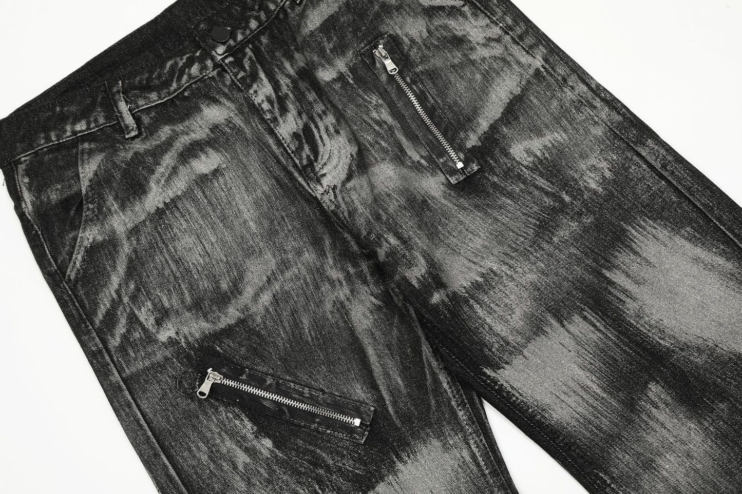 Paint Brush Zipper Flare Denim Jeans WN25724