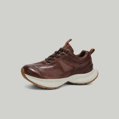 PU Leather Platform Chunky Sole Lace-Up Sneakers WN23487