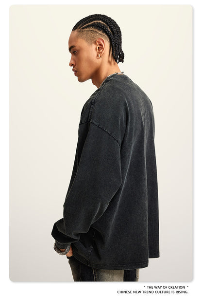 Oversize Washed Long-sleeve t-shirt WN6053