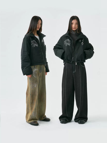 Fireworks Beadwork Embroidery Puffuer Jacket WN18971