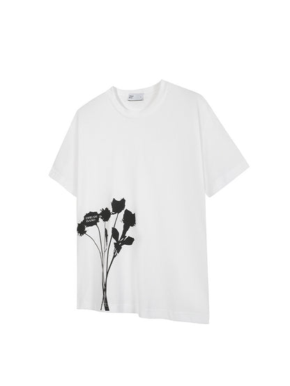 Flower Print Cotton Short Sleeve T-Shirt WN27117