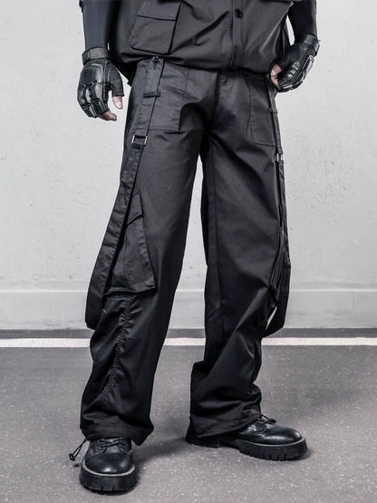 Drawstring Strap Wide Leg Cargo Pants WN22354