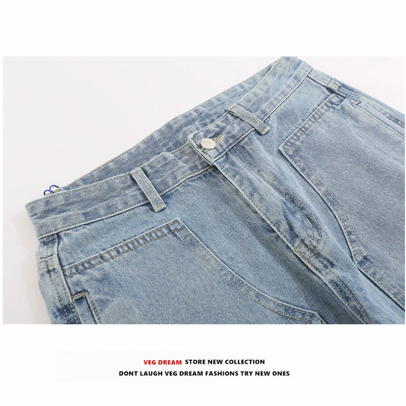 Wide-Leg Raw-edge Design Denim Jeans WN5576