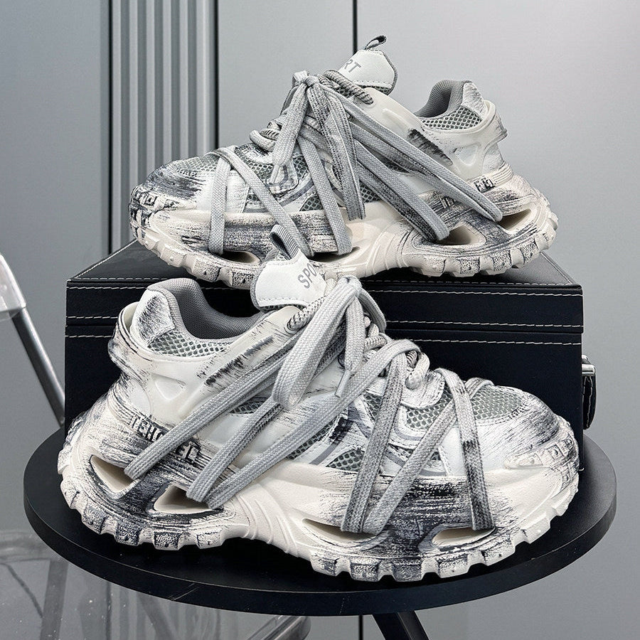 Paint Splash Rope Lace Chunky Sole Sneakers WN24613