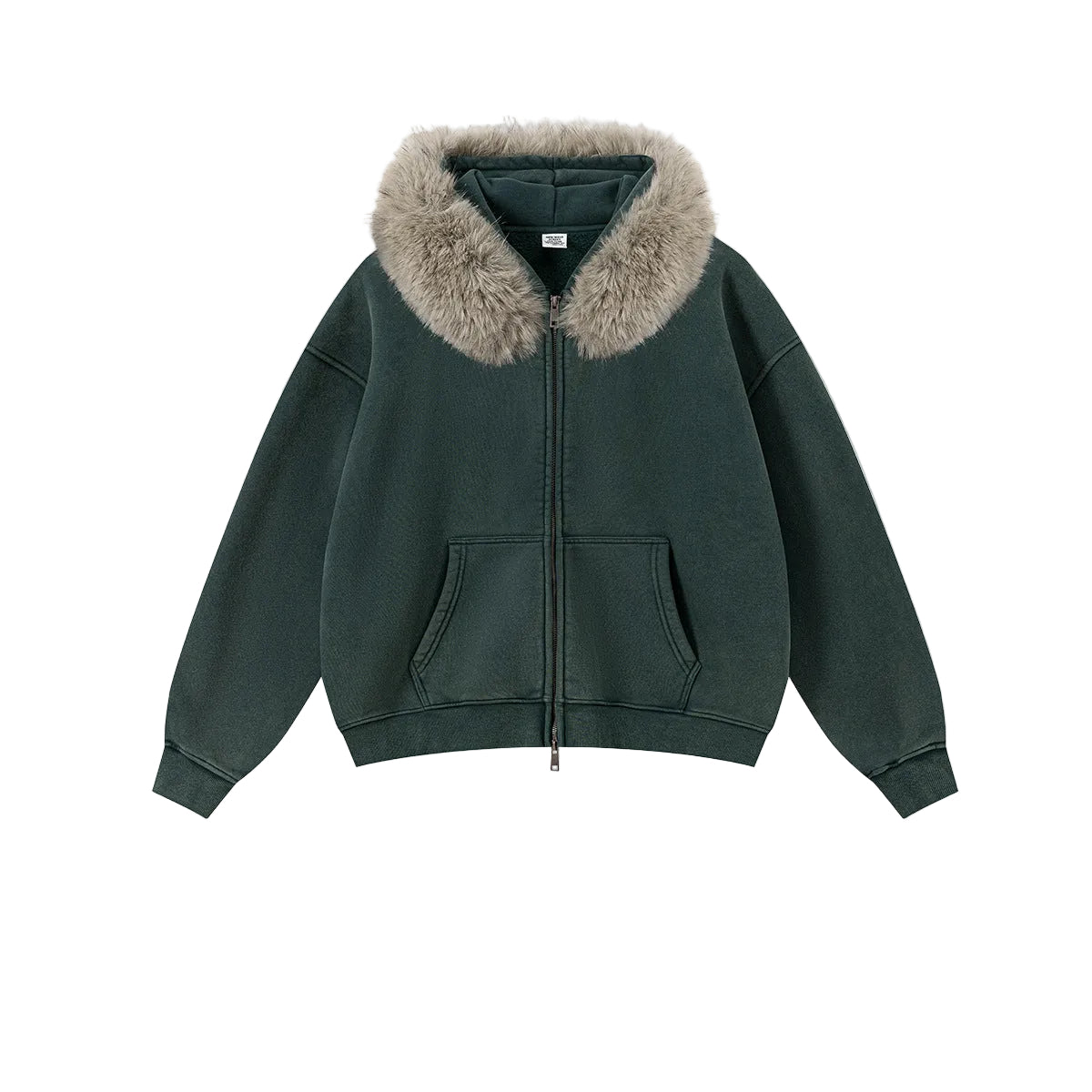Fake Fur Collar Fleece Lining Zipper Hoodie WN23118
