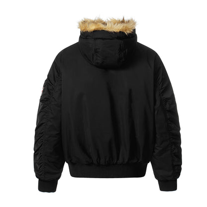 Leopard Print Fake Fur Collar Puffer Jacket WN21871