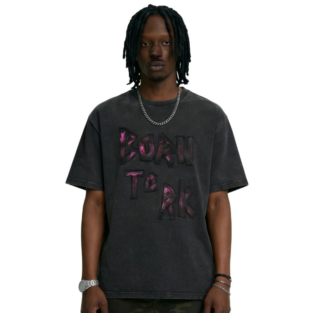 Washed Letter Graphic Short Sleeve T-Shirt WN28039