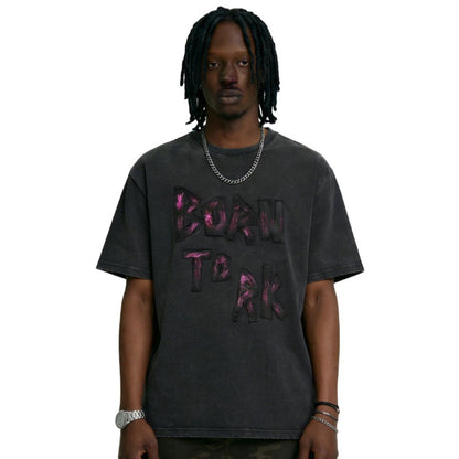 Washed Letter Graphic Short Sleeve T-Shirt WN28039