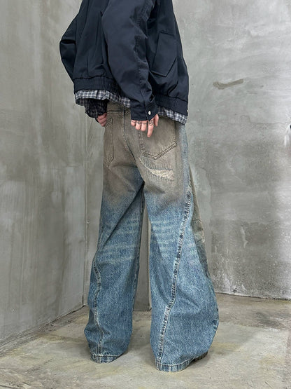 Damage Design Wide Leg Denim Jeans WN21169