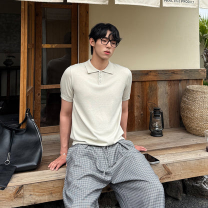 Rib Knit Short Sleeve Polo Shirt WN24990