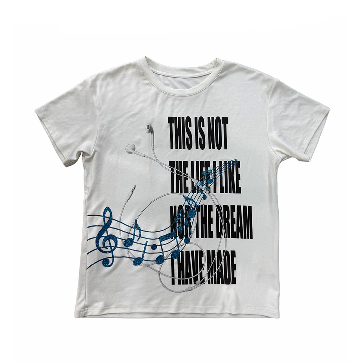 Music Note Letter Graphic Print Short Sleeve T-Shirt WN27221