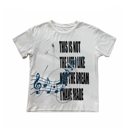 Music Note Letter Graphic Print Short Sleeve T-Shirt WN27221