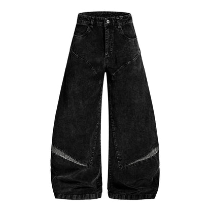 Wash Damage Corduroy Patchwork Cargo Denim Jeans WN22880