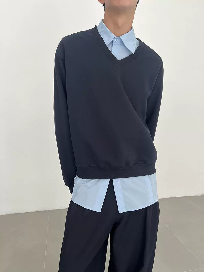 Deep V-Neck Long Sleeve Sweatしrt WN21472