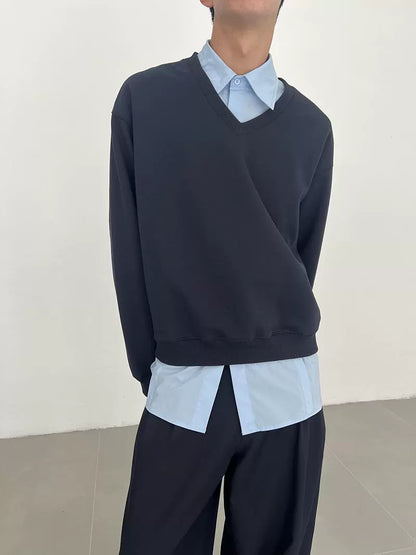 Deep V-Neck Long Sleeve Sweatしrt WN21472