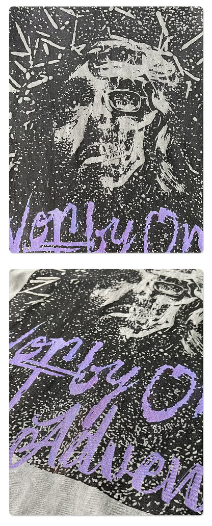 Washed Portrait Print Oversize Short Sleeve T-Shirt WN16258