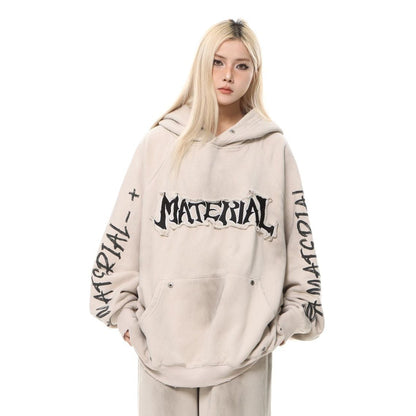 Heavyweight Washed Patch Embroidery Pullover Hoodie WN25660