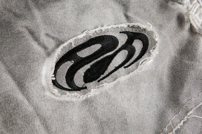 Washed Graphic Pocket Detail Hooded Jacket WN27967