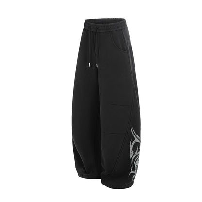 Tribal Print Drawstring Wide Leg Sweatpants WN25390