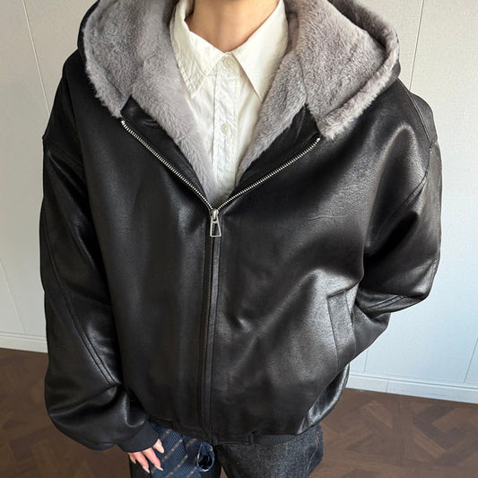 Hooded Fleece Lining Zipper Puffer Jacket WN21927