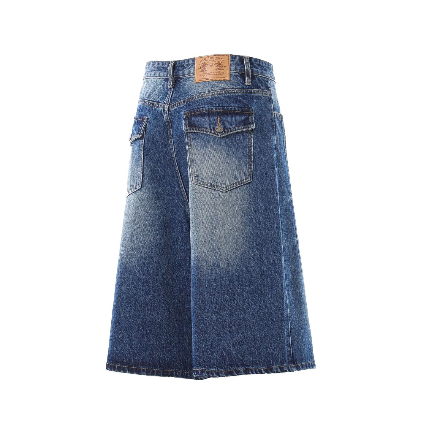 Denim Wash Wide Leg Half Pants WN25644