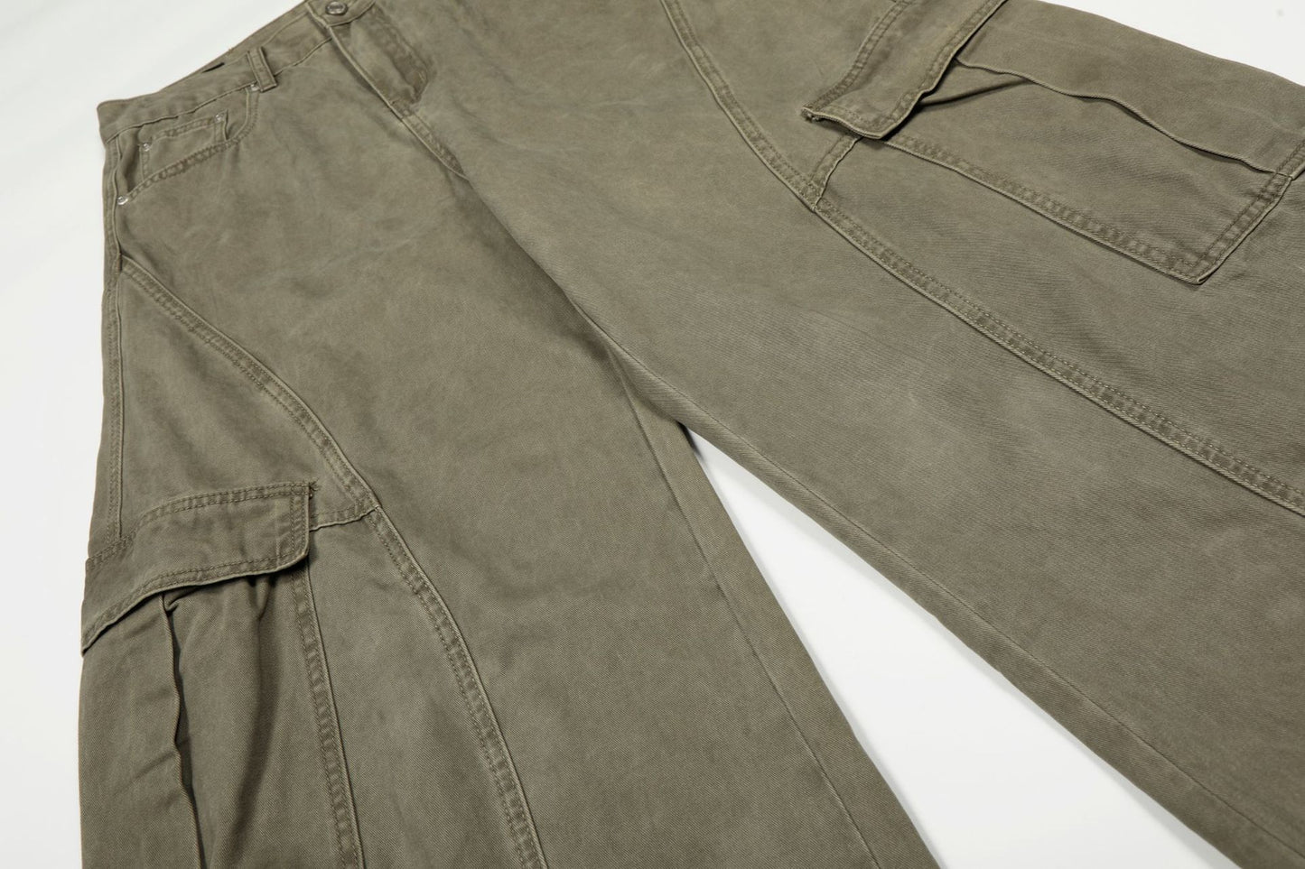 Washed Multi Pocket Curved Cargo Pants WN26016
