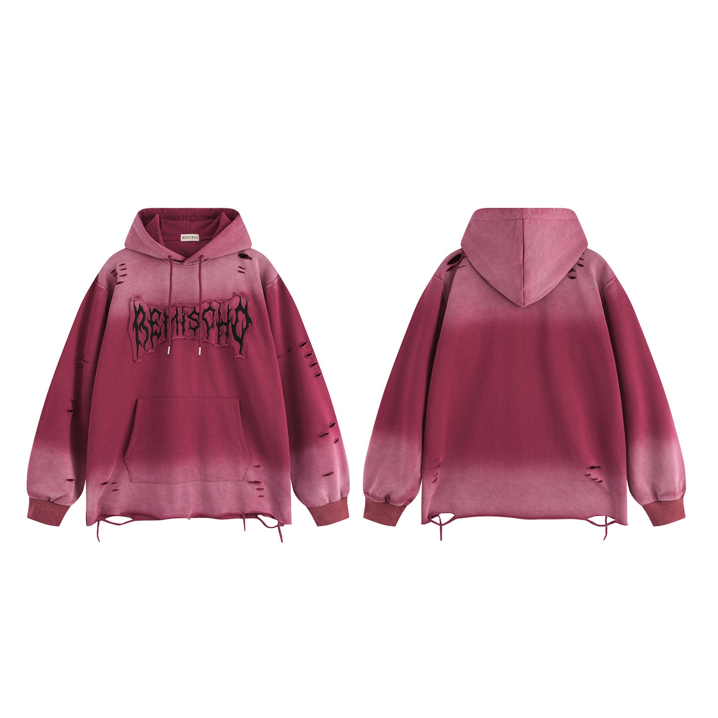 Washed Patchwork Oversize Hoodie WN11535