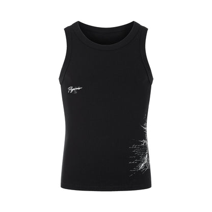Print Ribbed Damage Tank Top WN27438