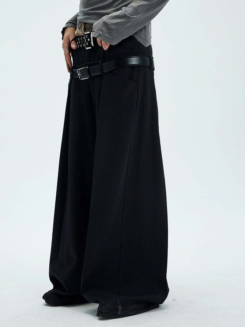 Double Waist Wide Leg Buggy Trousers WN9078