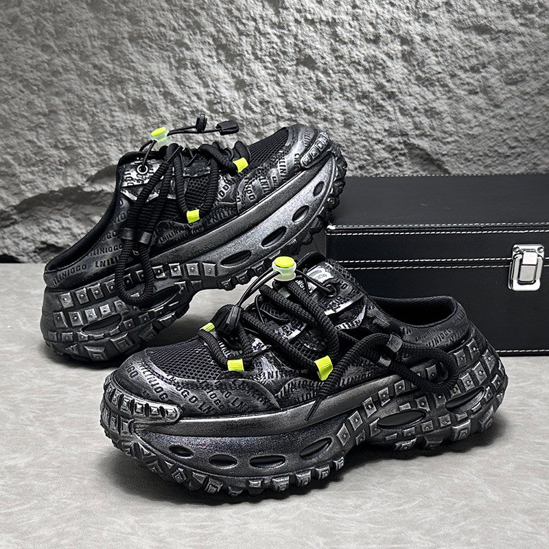 Embroidery Rope Lace Chunky Sole Slip-On Shoes WN24676